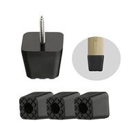Furniture feet, black, keep perfectly away from the floor, square rubber buffers, elastic protection furniture, table (with screws, gliders) (8), 3.0*3.0*3.0 (T-30)