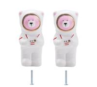 Furniture Handles 2Pcs Ceramic Handle Animal Cabinet Door Pulls Single Hole Children Drawer Wardrobe Handle Space Bear Color