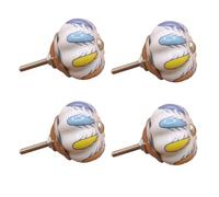 Furniture Handles 4Pcs Ceramic Single Hole Knobs Retro Drawer Cabinet Wardrobe Shoe Cabinet Door Pulls No. 2 Poplar