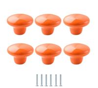 Furniture Handles 6Pcs Ceramic Knobs Single Hole Colorful Cabinet Bookcase Drawer Handle Orange