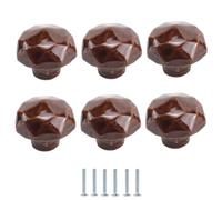 Furniture Handles 6Pcs Color Diamond Ceramic Knobs Single Hole Drawer Furniture Door Handle Brown