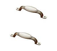 Furniture Handles Vintage, 2 Pack Cabinet Pull Solid Ceramic | Plating Surface, Color: Bronze, Drawer Pulls Hole Center: 96-128mm Kitchen Door Pulls Cupboard Handles 96mm/3.8in