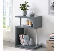 Furniture In Fashion Albania High Gloss 3 Tiers Shelving Unit In Grey