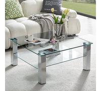 Furniture in Fashion Aston Square Clear Glass Coffee Table With Chrome Legs
