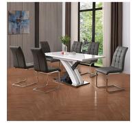 Furniture in Fashion Axara Large Extending Grey Dining Table 6 Paris Grey Chairs