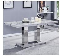 Furniture in Fashion Candice Dining Table Family Kitchen Dining Living Durable Modern 4-6 Seater Diva Marble Effect High Gloss W160Xd90Xh75Cm