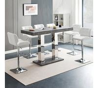 Furniture in Fashion Caprice Large Concrete Effect Bar Table 6 Candid White Stools