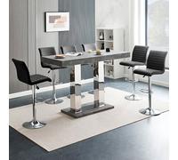 Furniture in Fashion Caprice Large Concrete Effect Bar Table 6 Ripple Black Stools