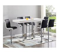 Furniture in Fashion Caprice Large White Gloss Bar Table 6 Ritz Black White Stools