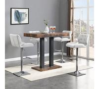 Furniture In Fashion Caprice Rustic Oak Wooden Bar Table Small 4 Candid White Stools