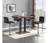 Furniture in Fashion Caprice Small Rustic Oak Wooden Bar Table 4 Coco Black Stools