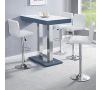 Furniture in Fashion Caprice White Grey Gloss Bar Table With 4 Coco White Stools