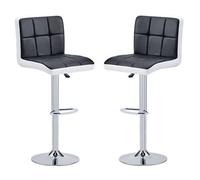 Furniture in Fashion Copez Black And White Faux Leather Bar Stools In Pair