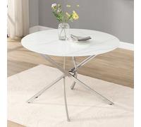 Furniture in Fashion Daytona Diva Marble Effect Round Dining Table With Chrome Legs