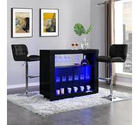 Furniture in Fashion Fiesta Black High Gloss Bar Table With 2 Candid Black Stools
