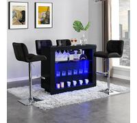 Furniture in Fashion Fiesta Black High Gloss Bar Table With 4 Candid Black Stools