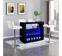 Furniture in Fashion Fiesta Black High Gloss Bar Table With 4 Candid White Stools