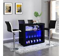Furniture in Fashion Fiesta Black High Gloss Bar Table With 4 Ritz Black White Stools