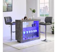 Furniture in Fashion Fiesta Concrete Effect Bar Table With 2 Candid Grey Stools