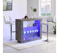 Furniture in Fashion Fiesta Concrete Effect Bar Table With 2 Candid White Stools