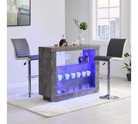 Furniture in Fashion Fiesta Concrete Effect Bar Table With 2 Ritz Grey White Stools