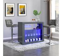 Furniture in Fashion Fiesta Grey High Gloss Bar Table With 2 Candid Grey Stools