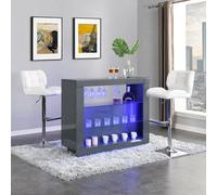Furniture in Fashion Fiesta Grey High Gloss Bar Table With 2 Candid White Stools