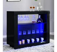 Furniture in Fashion Fiesta High Gloss Bar Table Unit In Black With Led Lighting