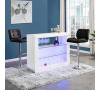 Furniture in Fashion Fiesta White High Gloss Bar Table With 2 Candid Black Stools