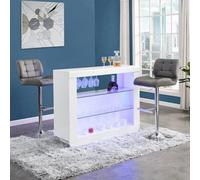 Furniture in Fashion Fiesta White High Gloss Bar Table With 2 Candid Grey Stools