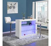 Furniture in Fashion Fiesta White High Gloss Bar Table With 2 Candid White Stools
