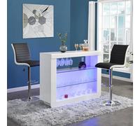 Furniture in Fashion Fiesta White High Gloss Bar Table With 2 Ritz Black White Stools