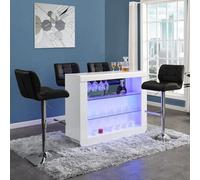 Furniture in Fashion Fiesta White High Gloss Bar Table With 4 Candid Black Stools