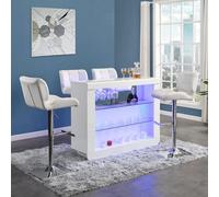 Furniture in Fashion Fiesta White High Gloss Bar Table With 4 Candid White Stools
