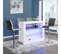 Furniture in Fashion Fiesta White High Gloss Bar Table With 4 Ritz Grey White Stools