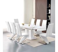Furniture in Fashion Genisimo Large Gloss Extending Dining Table 8 Demi Z White Chairs