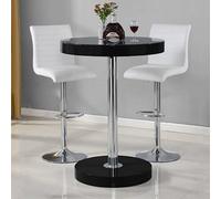 Furniture In Fashion Havana Bar Table In Black With 2 Ripple White Bar Stools