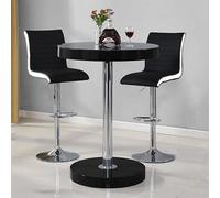 Furniture In Fashion Havana Bar Table In Black With 2 Ritz Black And White Bar Stools