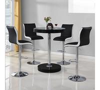 Furniture In Fashion Havana Bar Table In Black With 4 Ritz Black And White Bar Stools