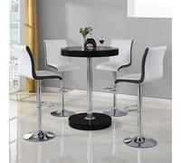 Furniture In Fashion Havana Bar Table In Black With 4 Ritz White And Black Bar Stools