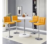 Furniture In Fashion Havana White High Gloss Bar Table With 4 Coco Curry Stools