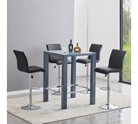 Furniture in Fashion Jam Square Glass Grey Gloss Bar Table 4 Ripple Black Stools