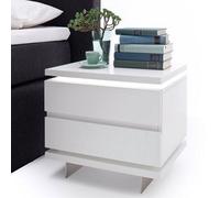 Furniture in Fashion Matis Bedside Cabinet In White Gloss With 2 Drawers And Led