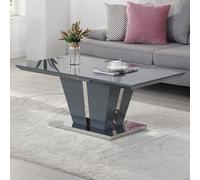 Furniture In Fashion Memphis High Gloss Coffee Table In Grey With Glass Top