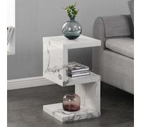 Furniture in Fashion Miami High Gloss S Shape Side Table In Diva Marble Effect