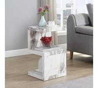 Furniture in Fashion Miami High Gloss S Shape Side Table In Filo Marble Effect