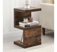 Furniture in Fashion Miami Wooden S Shape Design Side Table In Rustic Oak
