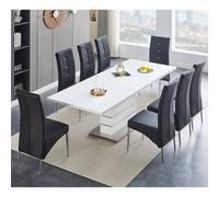 Furniture in Fashion Parini Extending White Gloss Dining Table 8 Vesta Black Chairs