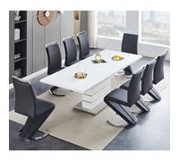 Furniture in Fashion Parini Extending White High Gloss Dining Table 8 Black Chairs