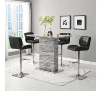 Furniture in Fashion Parini Melange Marble Effect Bar Table 4 Candid Black Stools